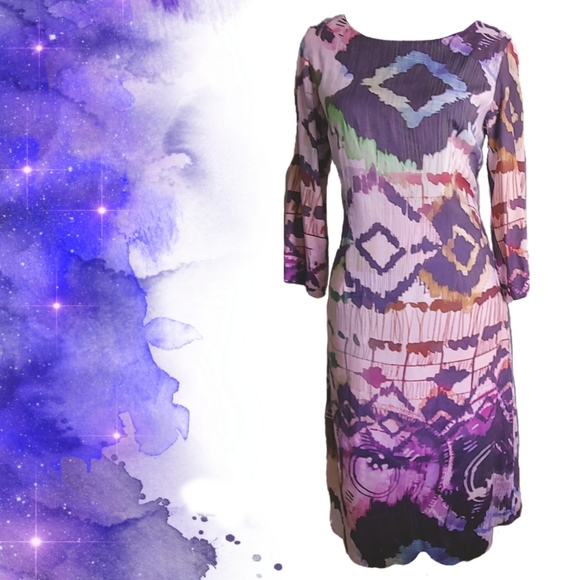 J. Peterman Unique Abstract Print Dress Size 8 - Picture 2 of 12